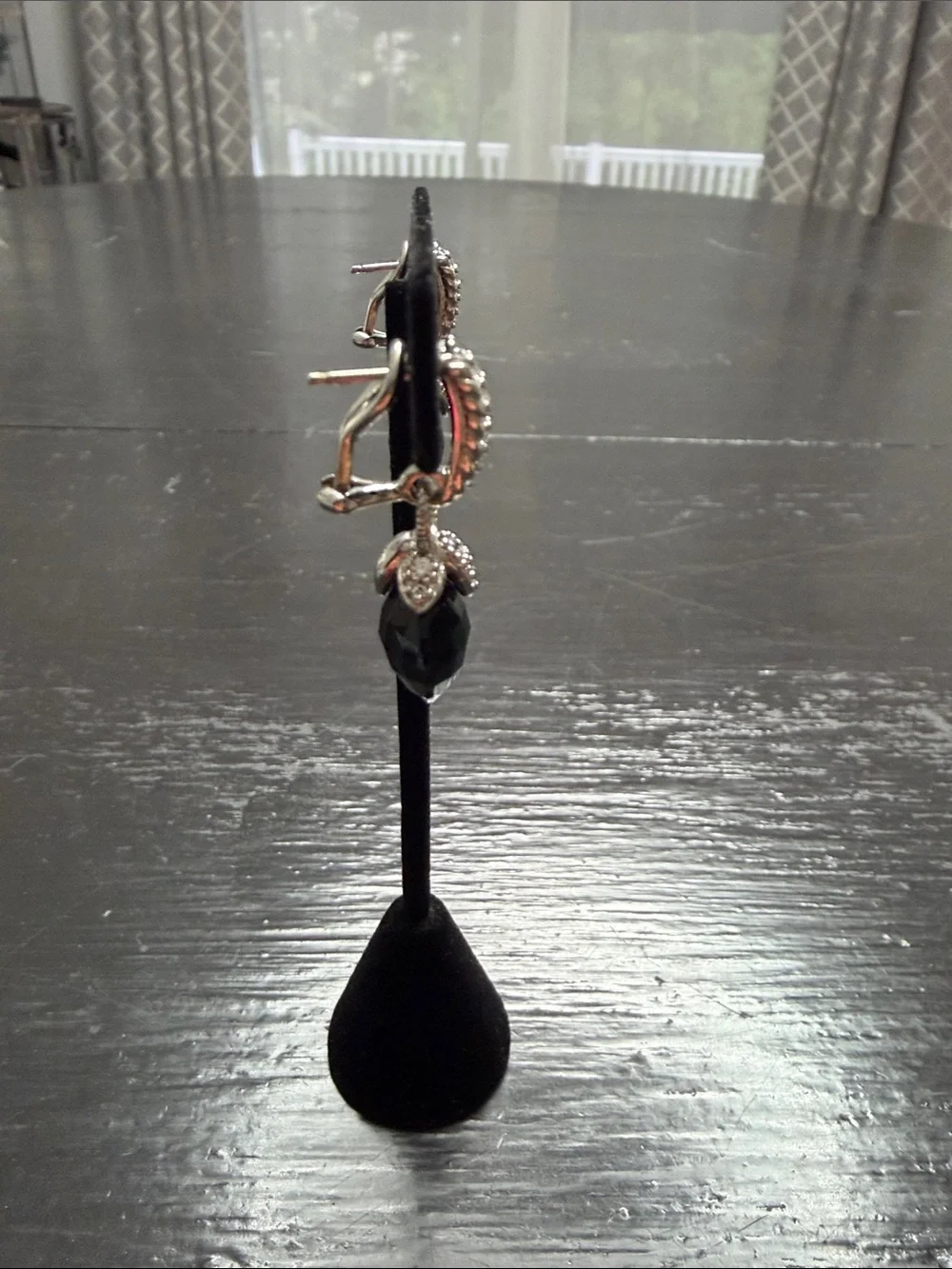 Judith Ripka pierced 925 silver Elegant Black Crystal Drop Earrings